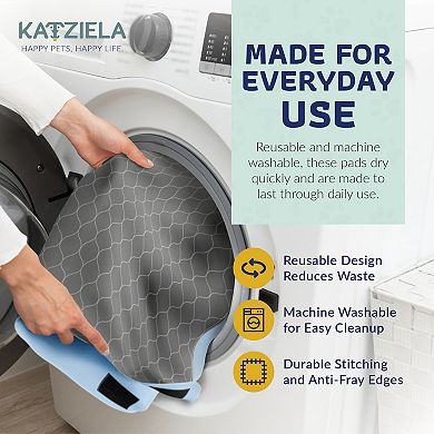 Katziela Quick-Drying Washable Pee Pads for Dogs (2 Pack 24x36 Rectangular) Waterproof Reusable