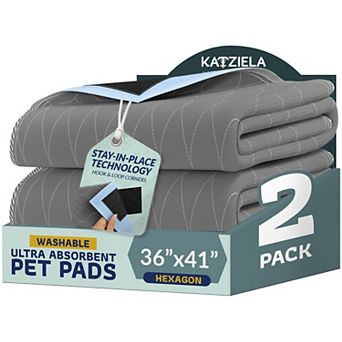 Katziela Quick-Drying Washable Pro Pee Pads for Dogs (2 Pack 36x41 Hexagon) Waterproof Reusable