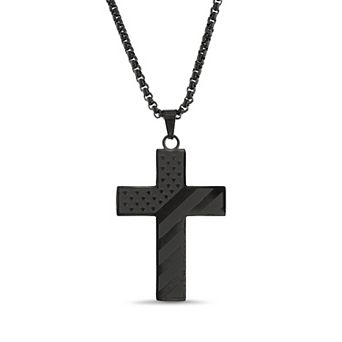 Men's STUDIO 1913 Stainless Steel American Flag Cross Pendant Necklace