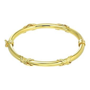 Argento Forte 14k Gold Flash Plated Knots on Tube Bangle Bracelet