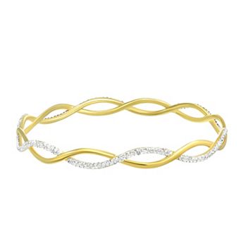 Argento Forte 14k Gold Flash Plated Twisted Bangle Bracelet