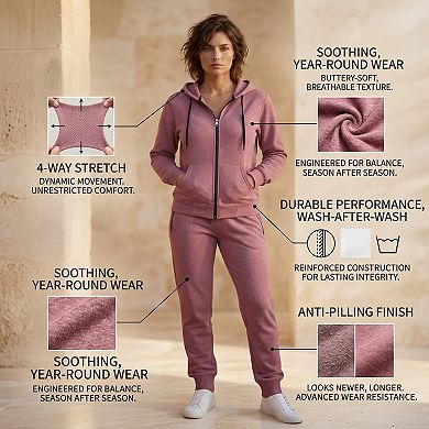 Women’s Comfy Fleece Zip-Up Hoodie & Jogger Set