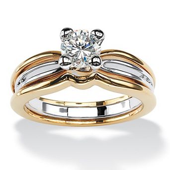 PalmBeach Jewelry .98 TCW Round Cubic Zirconia Solitaire Ring in 18k Gold-Plated
