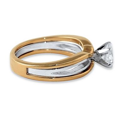 PalmBeach Jewelry .98 TCW Round Cubic Zirconia Solitaire Ring in 18k Gold-Plated