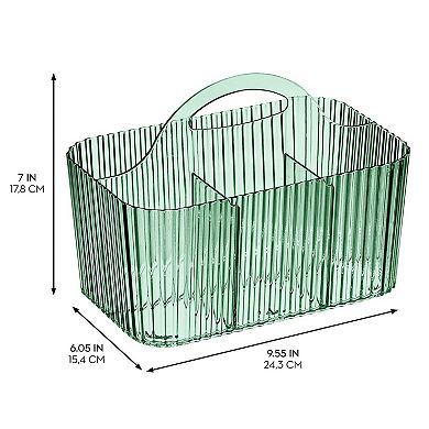 4-Section Fluted Storage Caddy with Handle - Sage Green