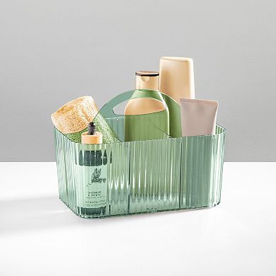 4-Section Fluted Storage Caddy with Handle - Sage Green