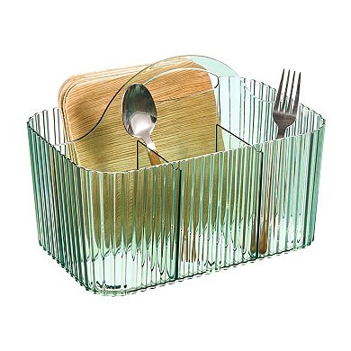 4-Section Fluted Storage Caddy with Handle - Sage Green
