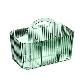 4-Section Fluted Storage Caddy with Handle - Sage Green