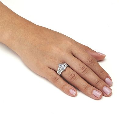 PalmBeach Jewelry 4.14 TCW Sterling Silver Cubic Zirconia Engagement Ring