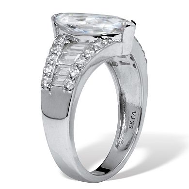 PalmBeach Jewelry 4.14 TCW Sterling Silver Cubic Zirconia Engagement Ring