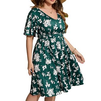 Plus Size Women's High-Waist Knee-Length Dress Flowy A-Line Shift Dress