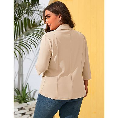 Women's Plus Size Blazer Shawl Collar 3/4 Sleeve Casual Jacket