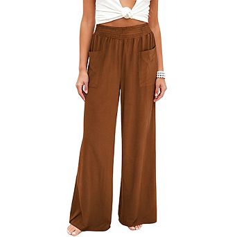 Women's High Waist Wide Leg Pants Casual Relaxed Fit Palazzo Trousers with Pockets