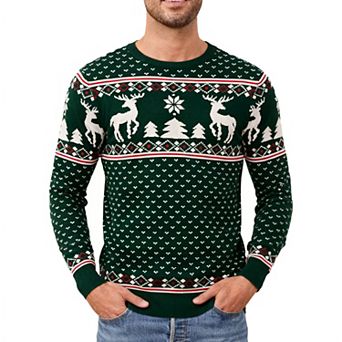 Men's Christmas Knit Sweater Festive Print Crew Neck Long Sleeve Pullover