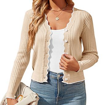 Women's Color Block Cardigan Casual Long Sleeve Open Front Sweater Cardigan