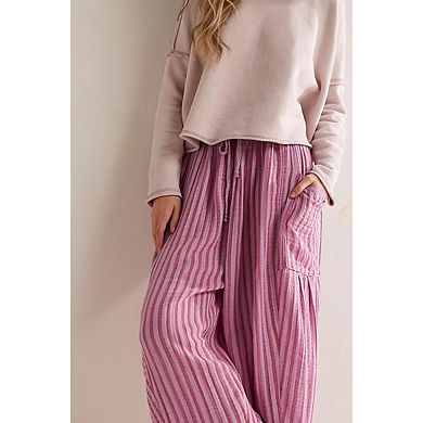 Women's Striped Lantern Harem Pants Elastic Drawstring Lounge Palazzo Pants Trousers