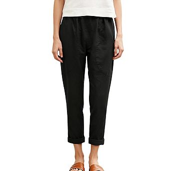 Women's Cargo Pants Relaxed Fit Cropped Harem Trousers with Pockets Casual Lounge Drawstring Pants