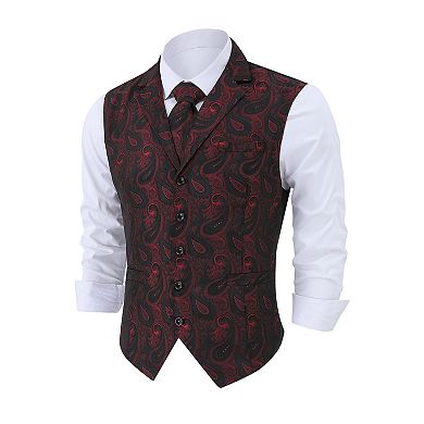 Men's Formal 3 Piece Suit Set, Classic Vest, Long Sleeve Dress Shirt & Bow Tie