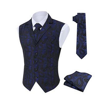 Men's Formal 3 pc Suit Set, Classic Vest, Long Sleeve Dress Shirt & Bow Tie
