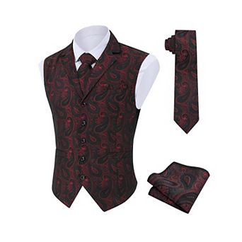 Men's Formal 3 pc Suit Set, Classic Vest, Long Sleeve Dress Shirt & Bow Tie