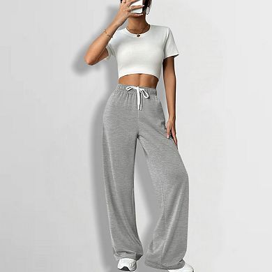 Women's Casual Sport Pants with Drawstring Waist Soft Stretch Lounge Ankle Pants Versatile Basics