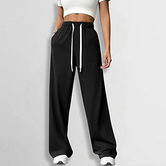 Women's Casual Sport Pants with Drawstring Waist Soft Stretch Lounge Ankle Pants Versatile Basics