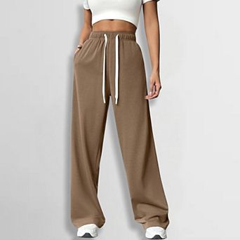 Women's Casual Sport Pants with Drawstring Waist Soft Stretch Lounge Ankle Pants Versatile Basics