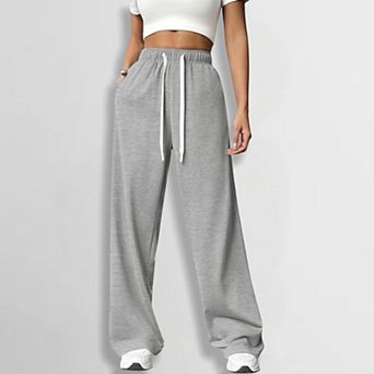 Women's Casual Sport Pants with Drawstring Waist Soft Stretch Lounge Ankle Pants Versatile Basics