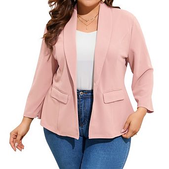Women's Plus Size Blazer 3/4 Sleeve Single-Button Suit Jacket