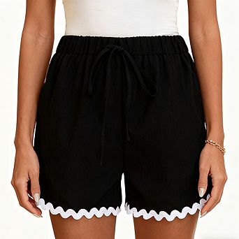 Women's Boho Shorts Flowy Elastic Waist Casual Shorts Flounced Hem Drawstring Lounge Beach Shorts