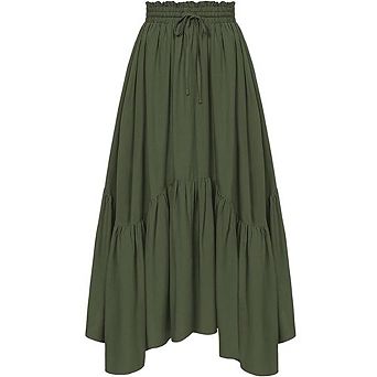 Women's High Waisted Maxi Skirt Tiered Ruffle Flowy Skirt