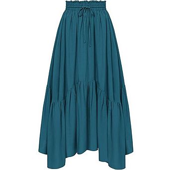Women's High Waisted Maxi Skirt Tiered Ruffle Flowy Skirt