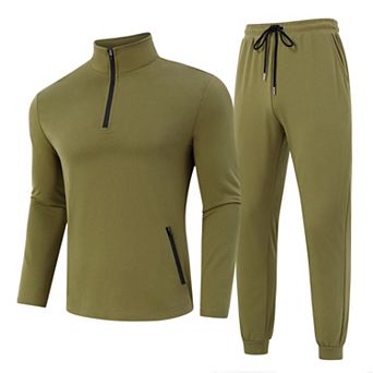 Mens Fall 2 pc Tracksuit Long Sleeve Quarter Zip Golf Jogging Suit Athletic Sports Sweatsuits Set