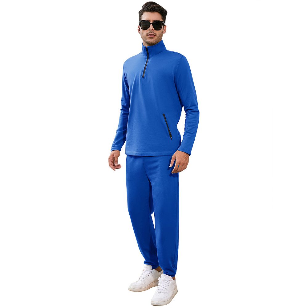 Mens Fall 2 Piece Tracksuit Long Sleeve Quarter Zip Golf Jogging