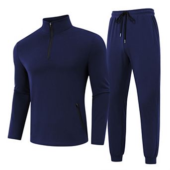 Mens Fall 2 pc Tracksuit Long Sleeve Quarter Zip Golf Jogging Suit Athletic Sports Sweatsuits Set