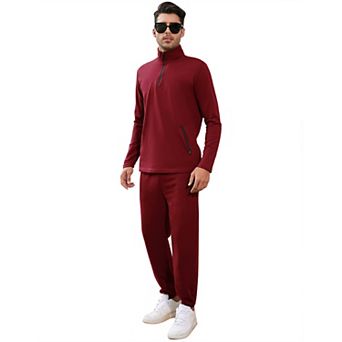 Mens Fall 2 pc Tracksuit Long Sleeve Quarter Zip Golf Jogging Suit Athletic Sports Sweatsuits Set