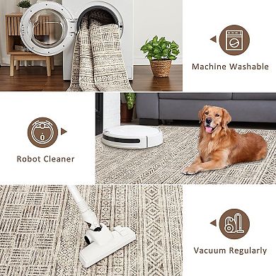 Moroccan Style Area Rug Premium Colored Textured Accent Rug Machine Washable