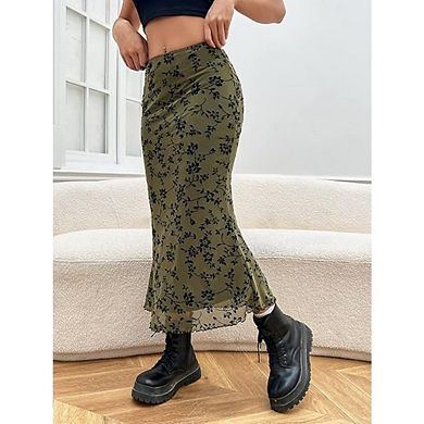 Women's High Waisted Mesh Skirt Y2k Outfits Fishtail Bodycon Long Skirts Goth Clothes