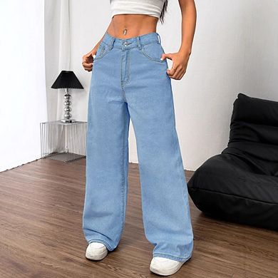 High Waist Elastic Baggy Jeans Pant For Women
