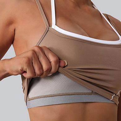 Women's Double-Layer Halter Sports Bra Adjustable Strap Racerback Workout Crop Top