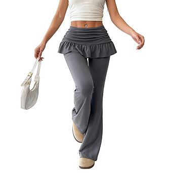 Women's Flare Leggings Skirt Waist Flared Bell Yoga Pants High Waist Tummy Control Workout Pants