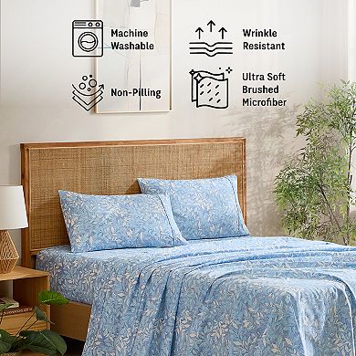 HLC.ME Floral Printed Bed Sheets Set - Wrinkle Resistant & Ultra Soft - Beds up to 15 Inches Deep