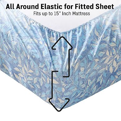 HLC.ME Floral Printed Bed Sheets Set - Wrinkle Resistant & Ultra Soft - Beds up to 15 Inches Deep