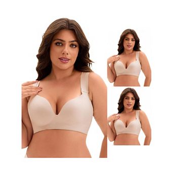 3 Packs Women's Full Coverage Push Up Wirefree Support Bra