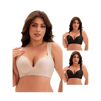 3 Packs Women's Full Coverage Push Up Wirefree Support Bra
