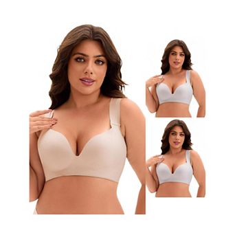 3 Packs Women's Full Coverage Push Up Wirefree Support Bra