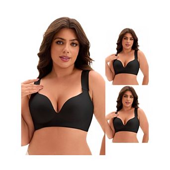 3 Packs Women's Full Coverage Push Up Wirefree Support Bra