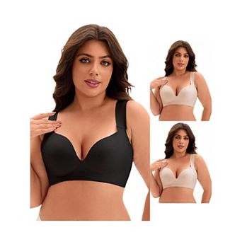 3 Packs Women's Full Coverage Push Up Wirefree Support Bra