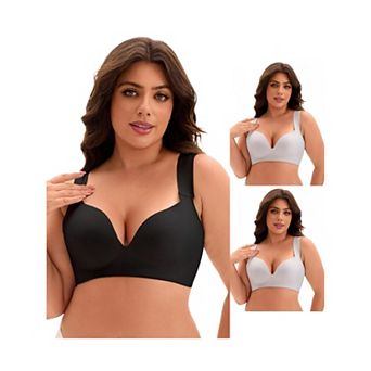 3 Packs Women's Full Coverage Push Up Wirefree Support Bra