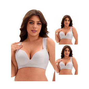 3 Packs Women's Full Coverage Push Up Wirefree Support Bra